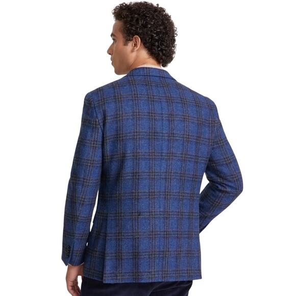 Tommy Hilfiger Men's Navy/Tan Plaid Wool Conrad Modern-Fit Sport Coat Size 38R - Picture 4 of 10